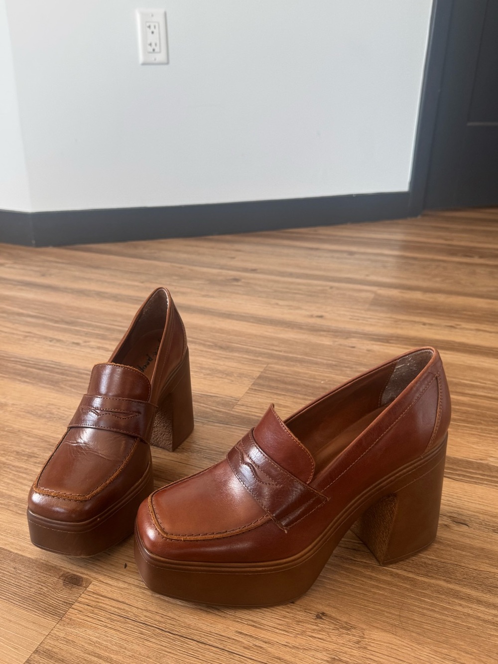 Free People “Zoe” Platform Penny Loafers in Brown - Women’s 40